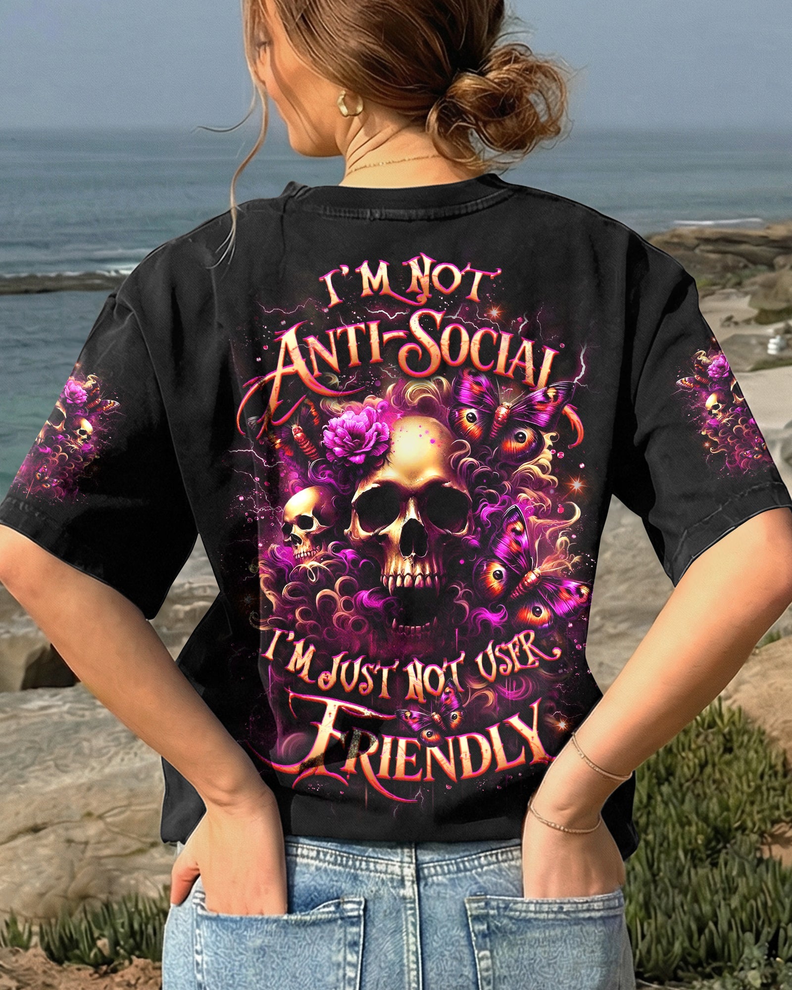 I'M NOT ANTI-SOCIAL SKULL ALL OVER PRINT - YHLT2901261
