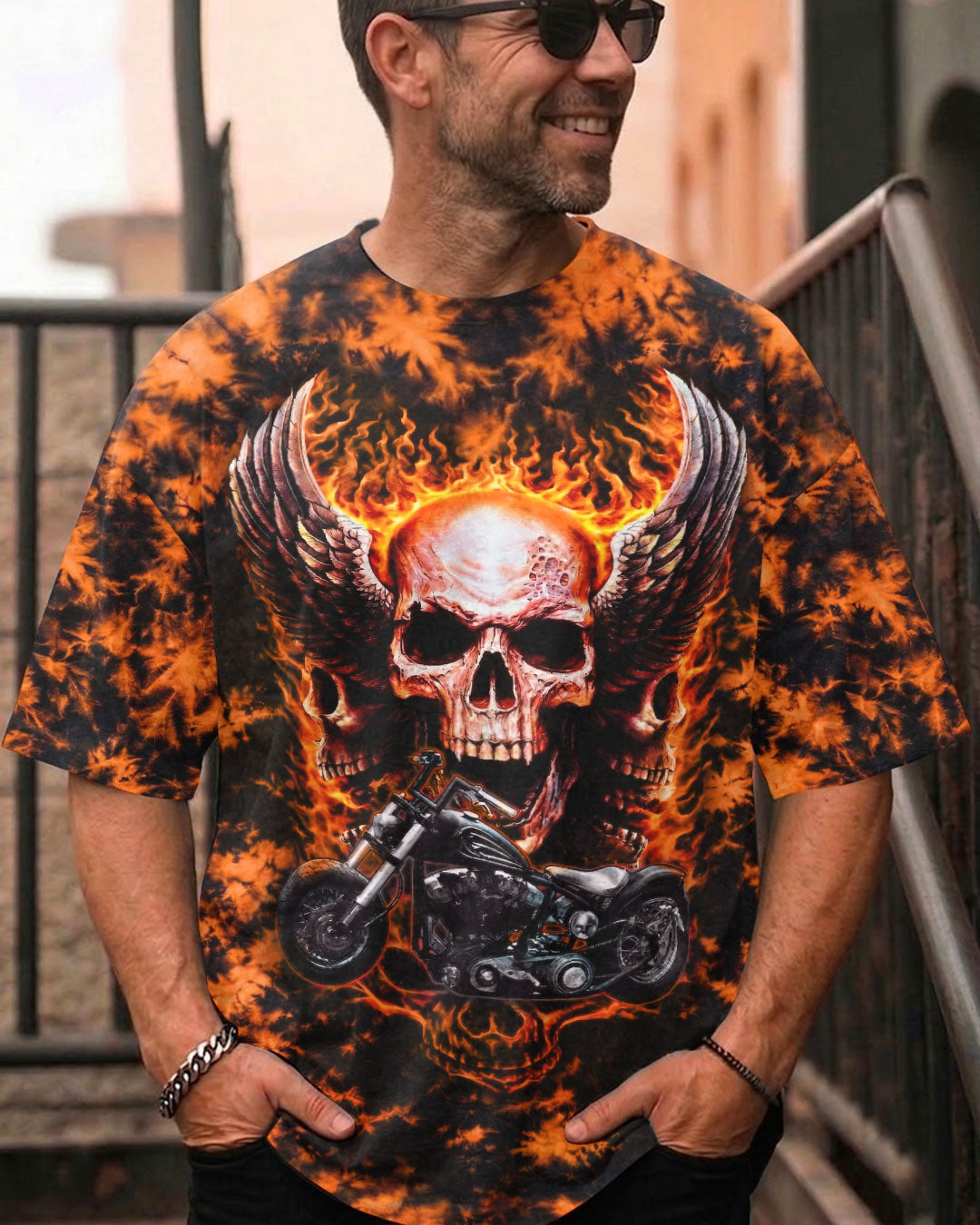 SKULL BIKER FIRE ALL OVER PRINT  - TLHN0204263