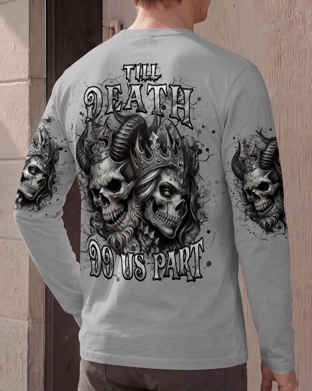 TILL DEATH DO US PART COUPLE SKULL ALL OVER PRINT - TLHN0403261