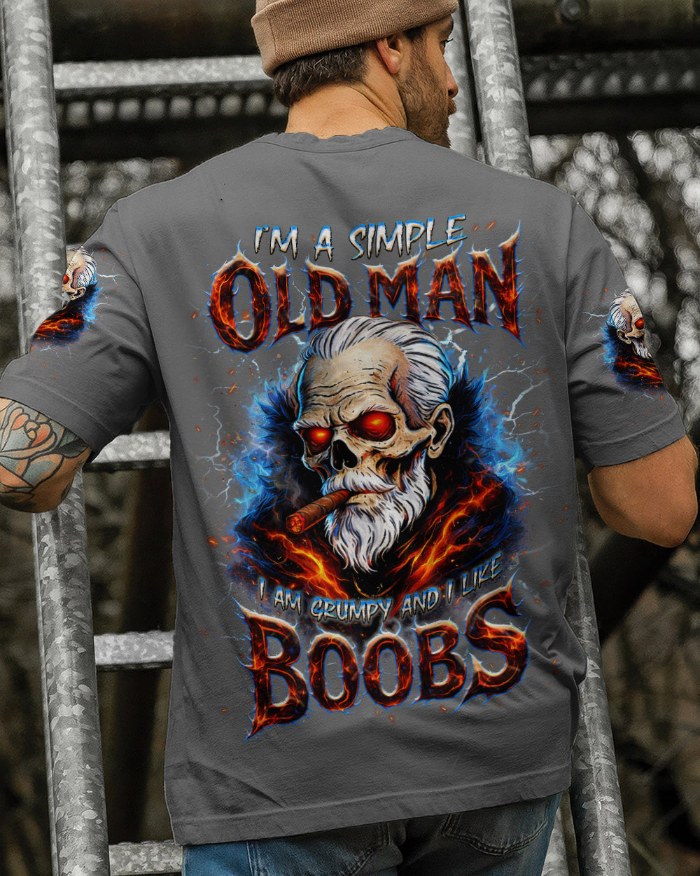 I'M A SIMPLE OLD MAN SKULL ALL OVER PRINT - TLNT1604264