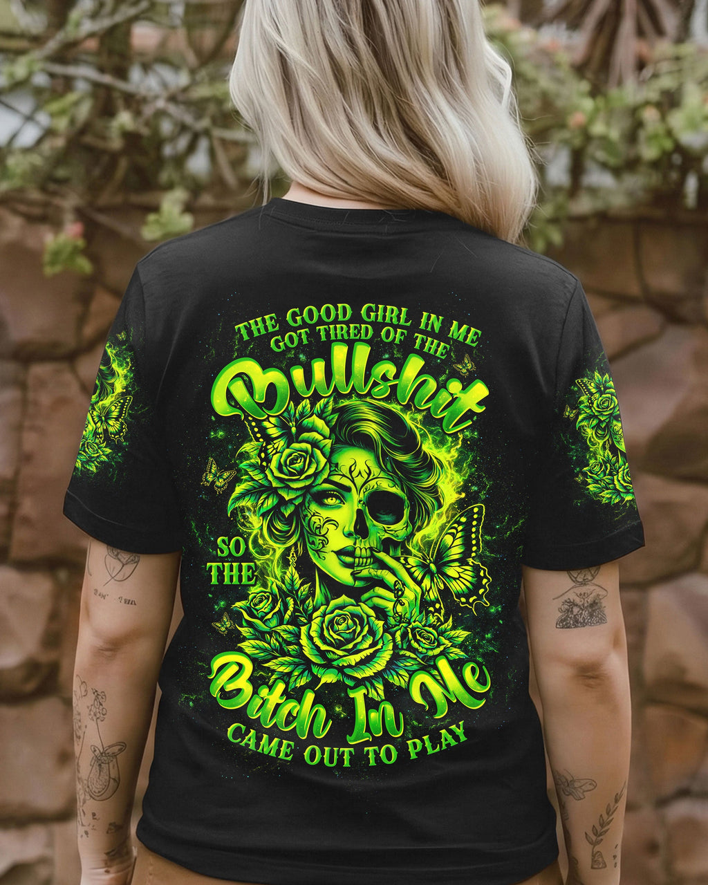 THE GOOD GIRL IN ME SKULL HALF FACE ALL OVER PRINT - TLTW0903262