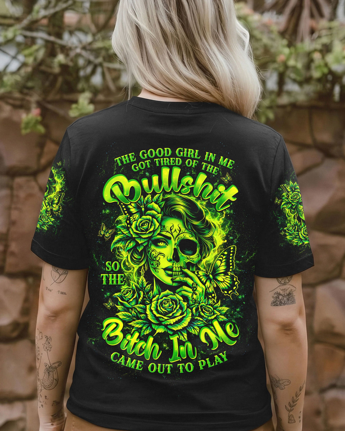 THE GOOD GIRL IN ME SKULL HALF FACE ALL OVER PRINT - TLTW0903262