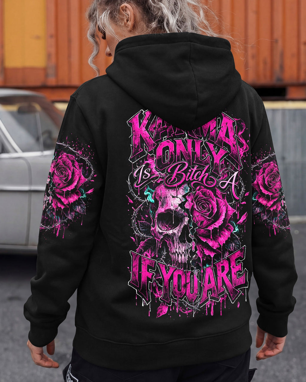 KARMA IS ONLY A B IF YOU ARE ROSE SKULL ALL OVER PRINT - TLNO1103262