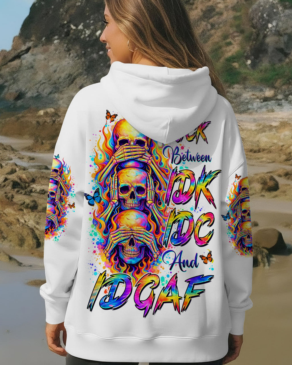 STUCK BETWEEN IDK IDC AND IDGAF SKULL ALL OVER PRINT   - TLTW3003262