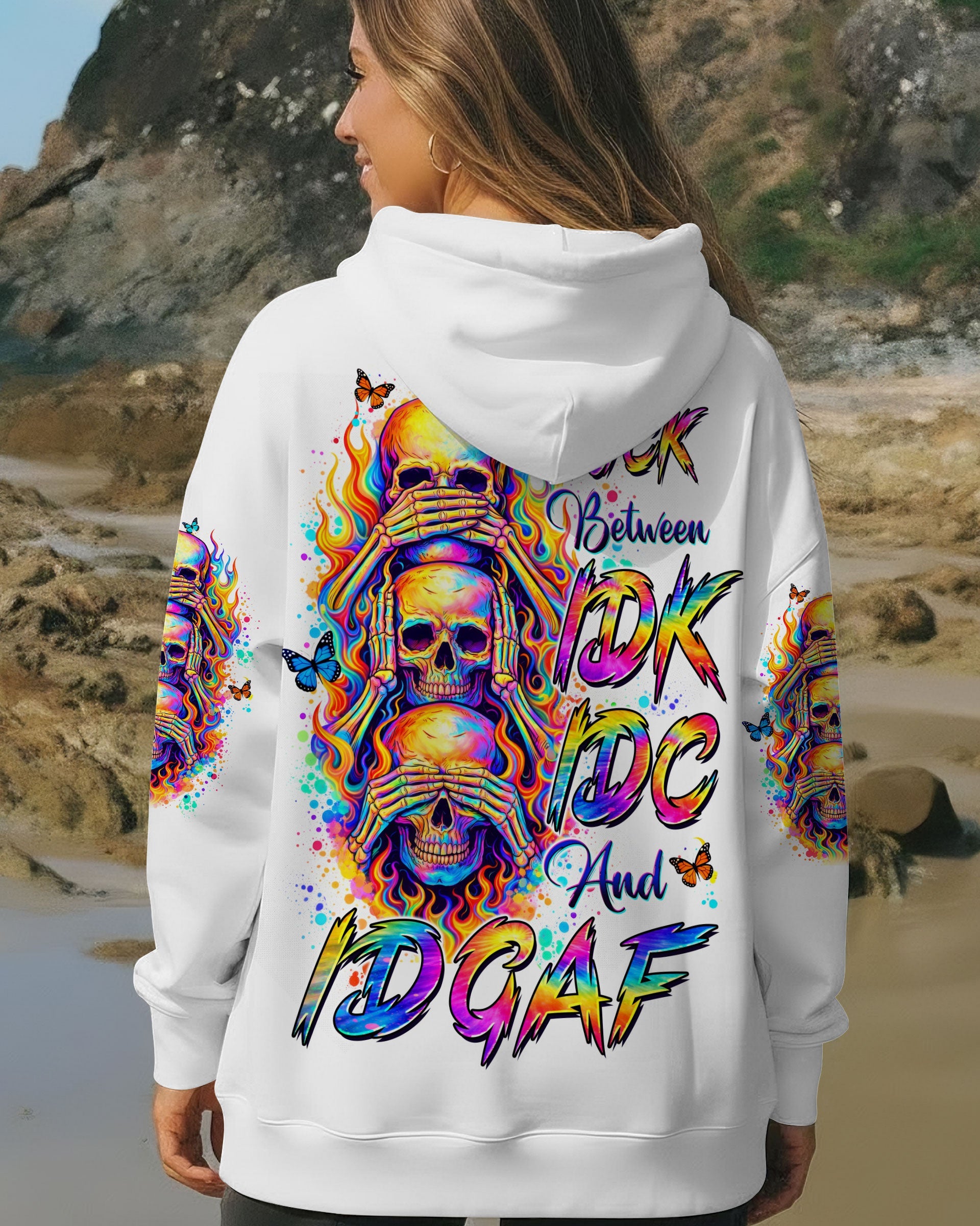 STUCK BETWEEN IDK IDC AND IDGAF SKULL ALL OVER PRINT   - TLTW3003262