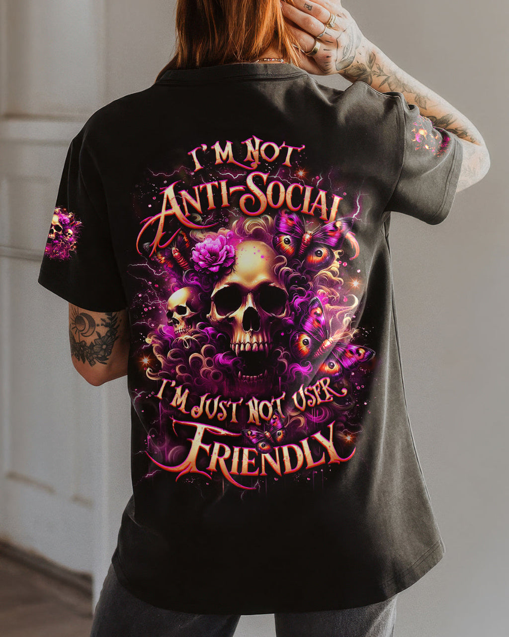I'M NOT ANTI-SOCIAL SKULL ALL OVER PRINT - YHLT2901261