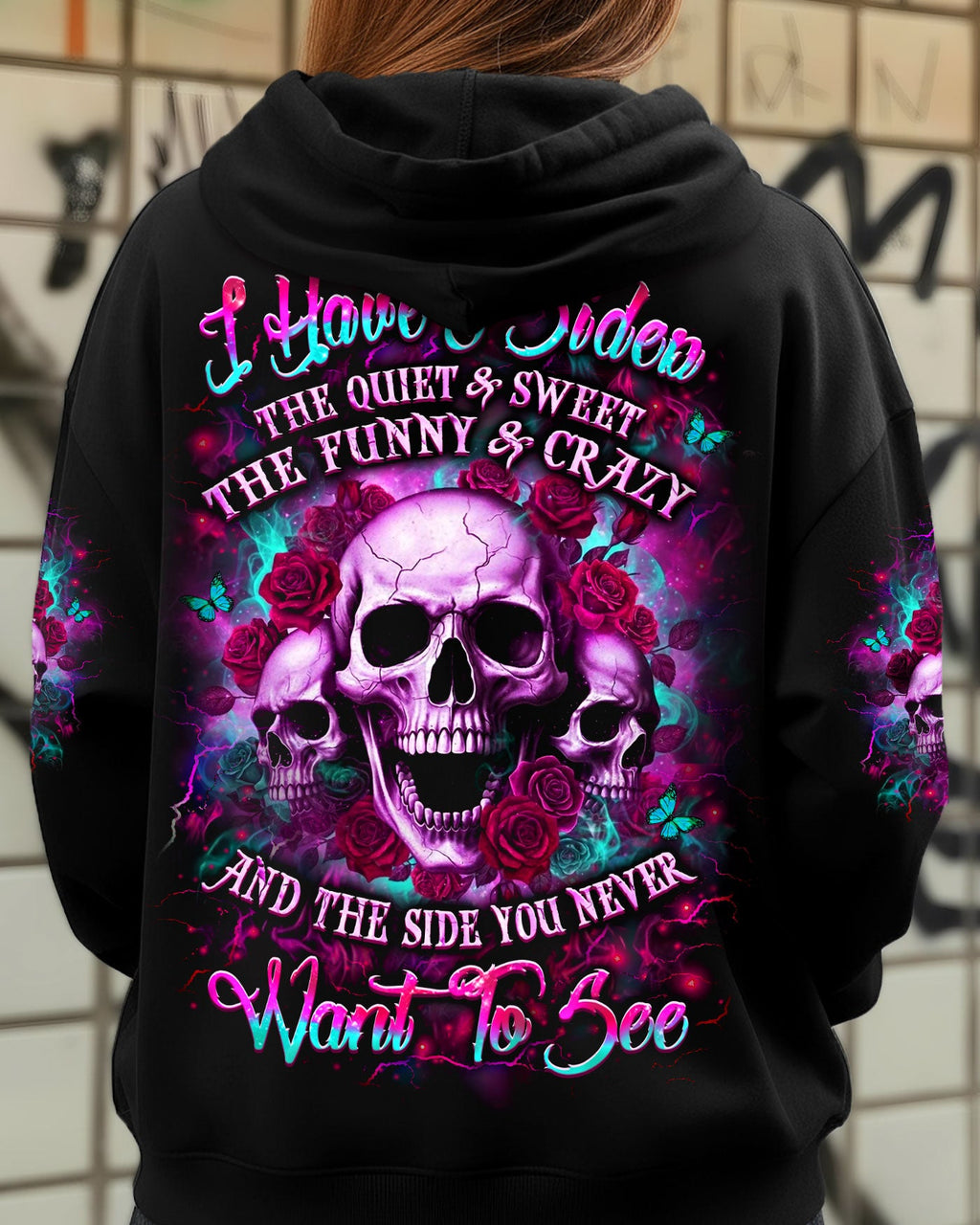 I HAVE 3 SIDES 3 SKULLS ROSE ALL OVER PRINT - YHLT1301261