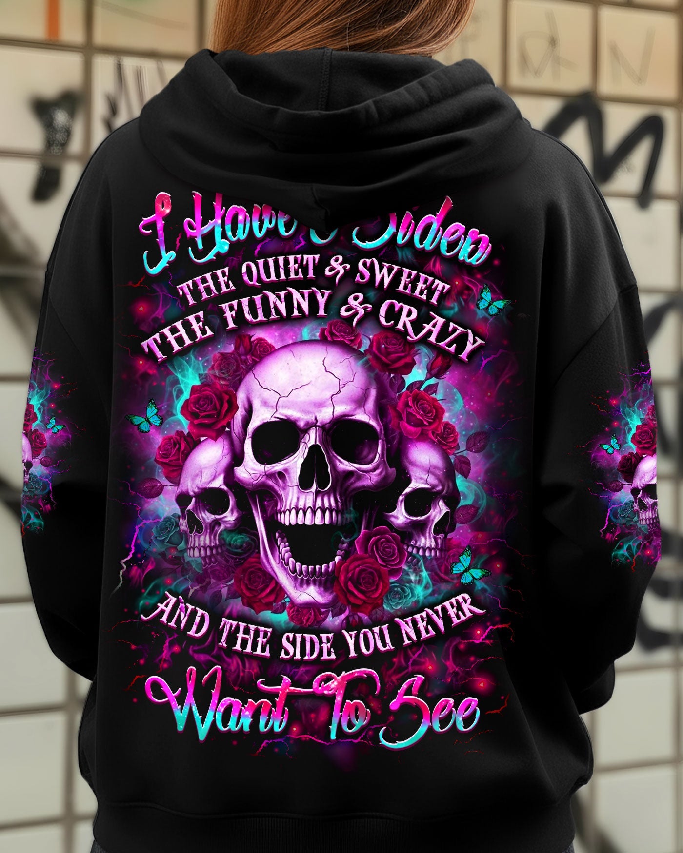 I HAVE 3 SIDES 3 SKULLS ROSE ALL OVER PRINT - YHLT1301261