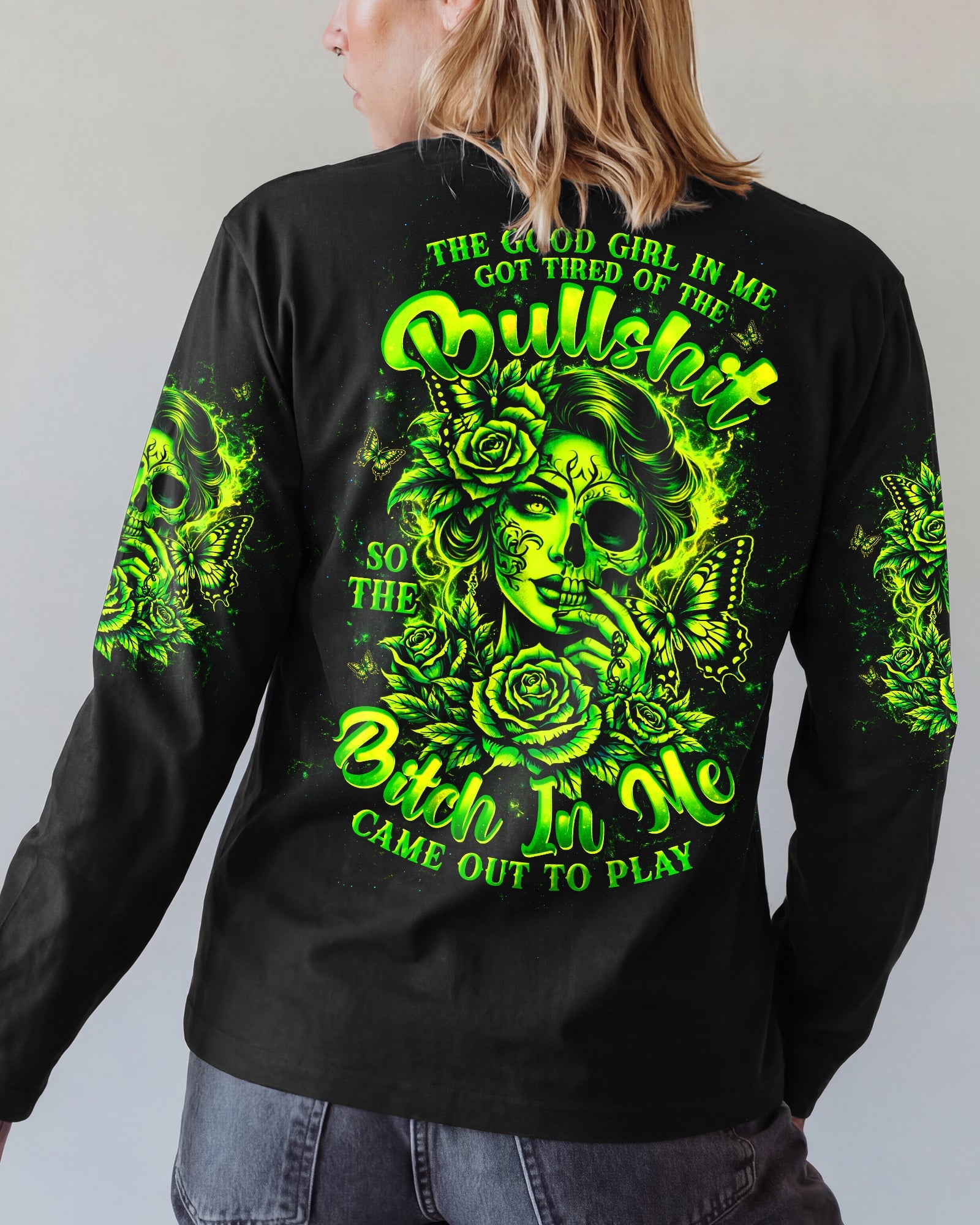 THE GOOD GIRL IN ME SKULL HALF FACE ALL OVER PRINT - TLTW0903262