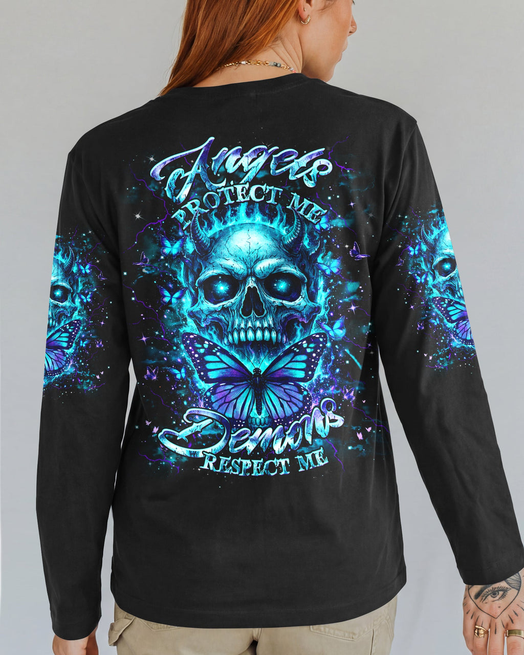 ANGELS PROTECT ME DEMONS RESPECT ME SKULL ALL OVER PRINT  - TLHG1103263