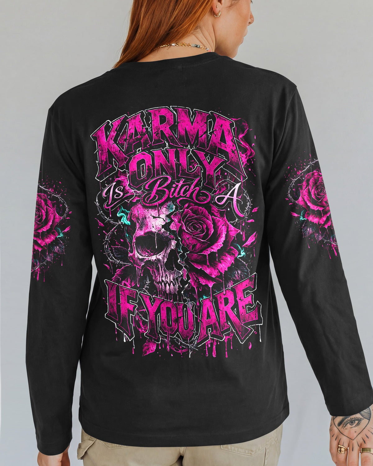 KARMA IS ONLY A B IF YOU ARE ROSE SKULL ALL OVER PRINT - TLNO1103262