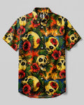 TROPICAL SKULL SUNSET BUTTON-DOWN COLLAR SHIRT  - TLTW2906265