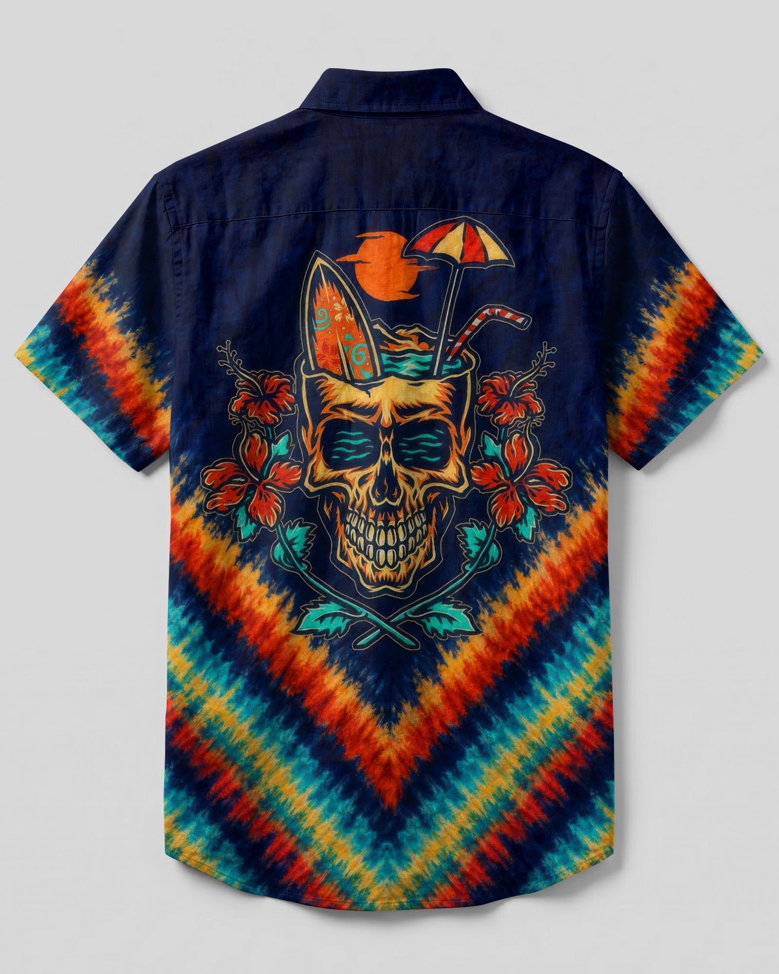 TROPICAL SUMMER SKULL BUTTON-DOWN COLLAR SHIRT  - TLTW0107266