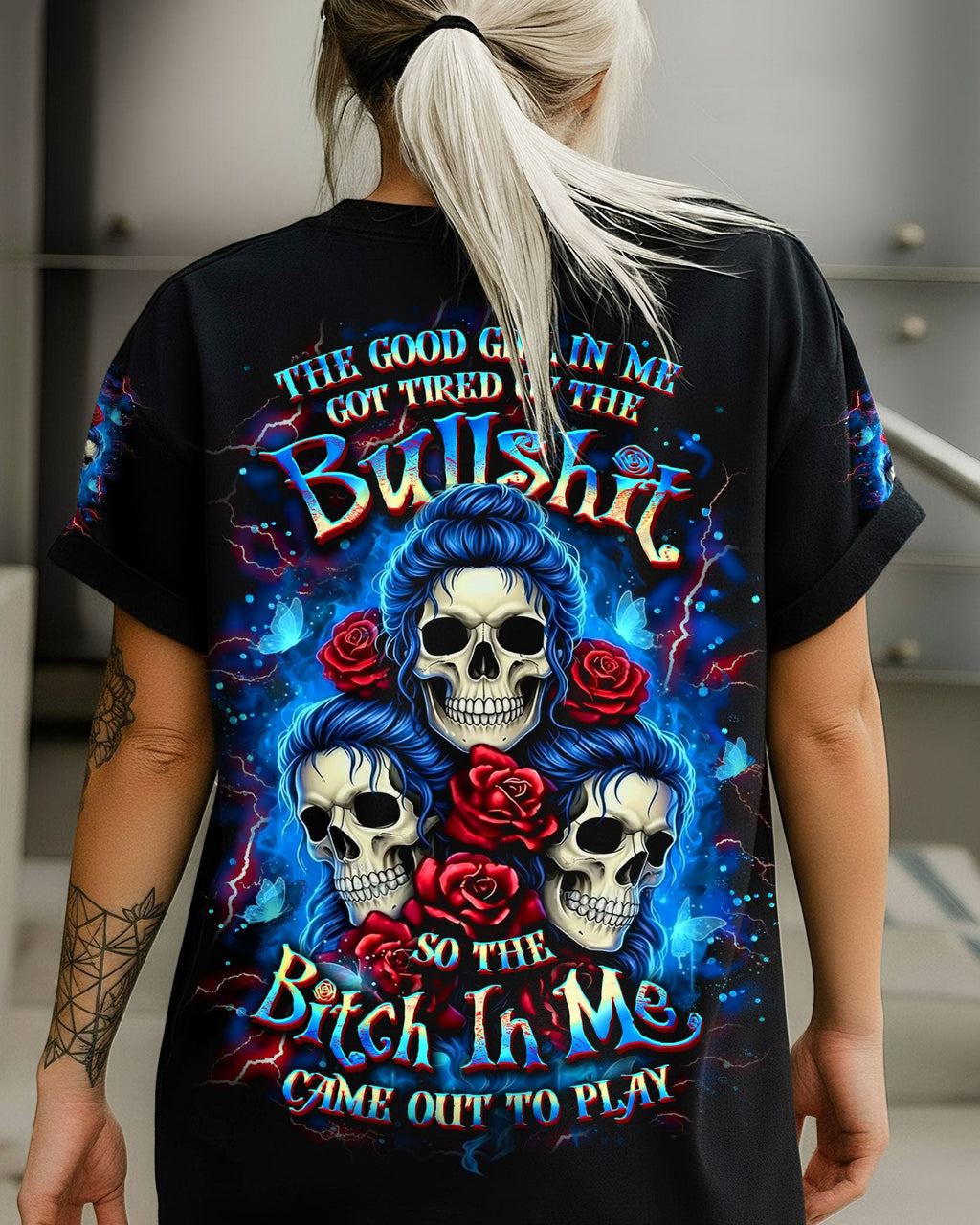 THE GOOD GIRL IN ME SKULL ALL OVER PRINT - YHLT2701261