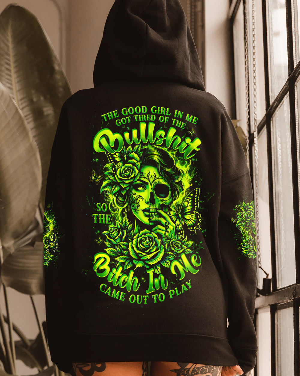THE GOOD GIRL IN ME SKULL HALF FACE ALL OVER PRINT - TLTW0903262