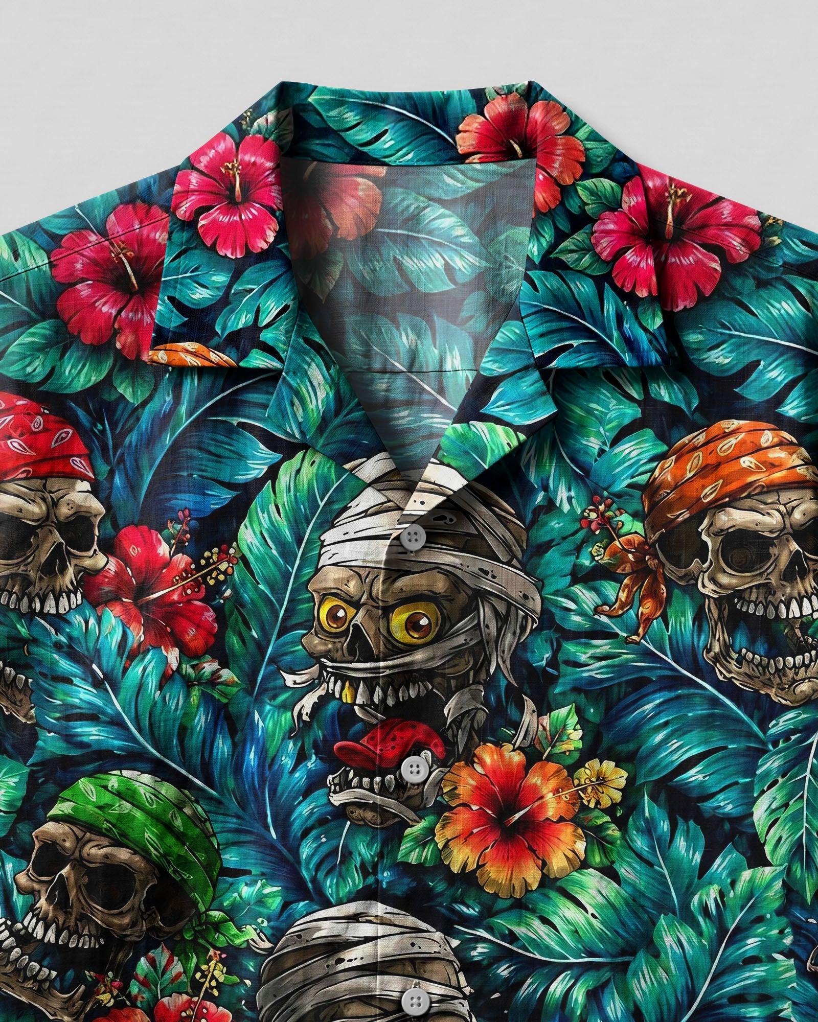 VIBRANT TROPICAL SKULLS CAMP SHIRT - TLHG0107262