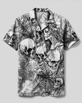 HORROR SKULLS AND SPECTRAL WOMAN CAMP SHIRT - TLHG2906262