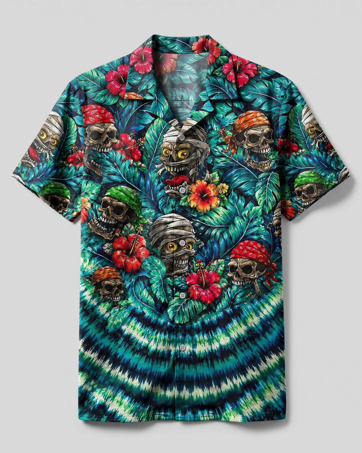 VIBRANT TROPICAL SKULLS CAMP SHIRT - TLHG0107262