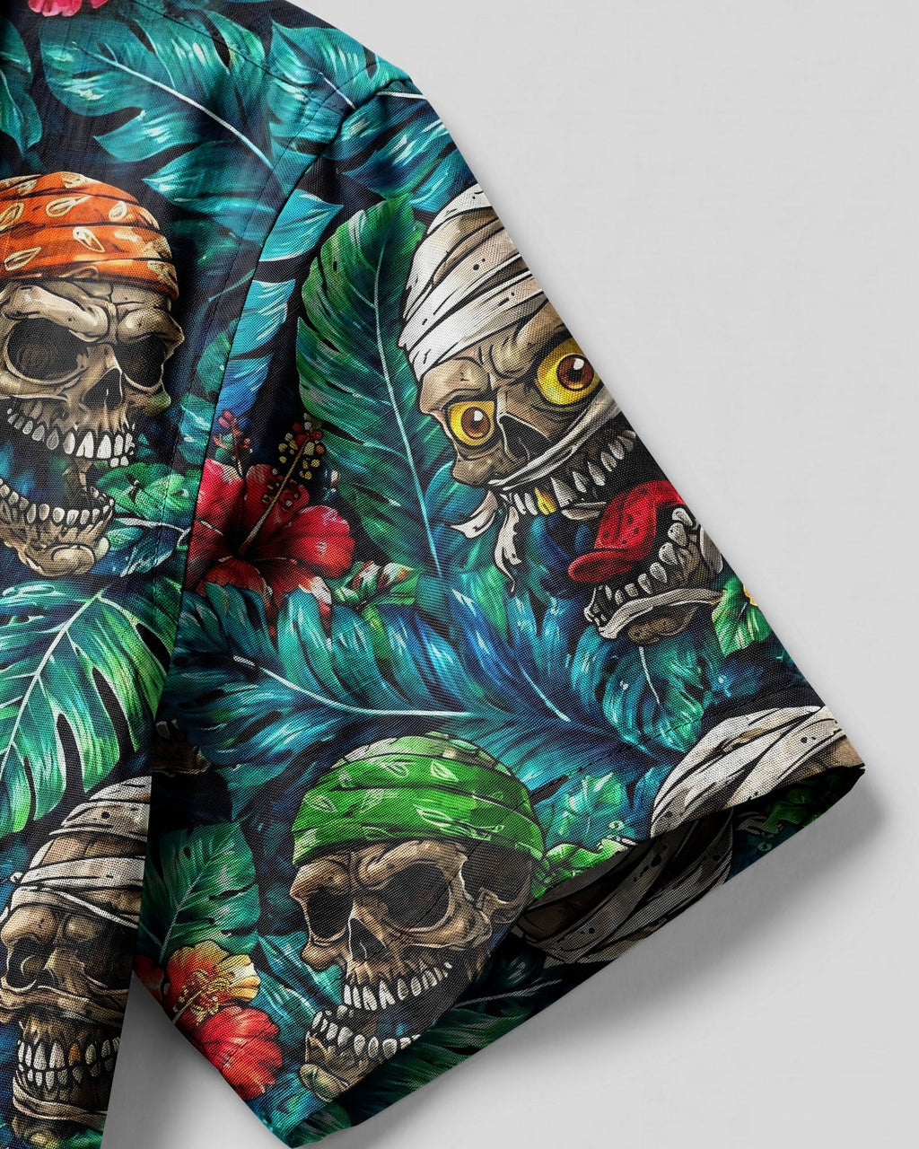 VIBRANT TROPICAL SKULLS CAMP SHIRT - TLHG0107262
