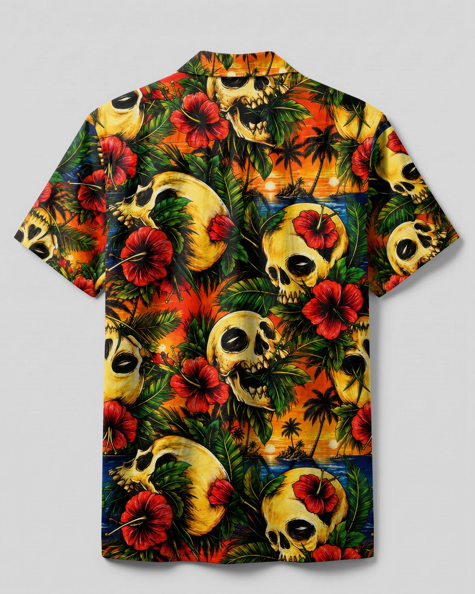TROPICAL SKULL SUNSET CAMP SHIRT  - TLTW2906264