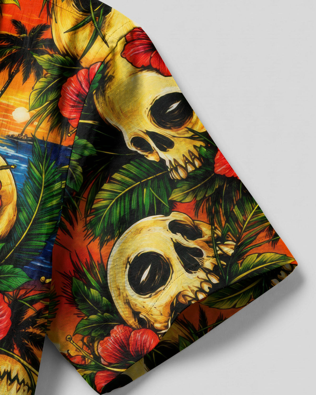 TROPICAL SKULL SUNSET CAMP SHIRT  - TLTW2906264