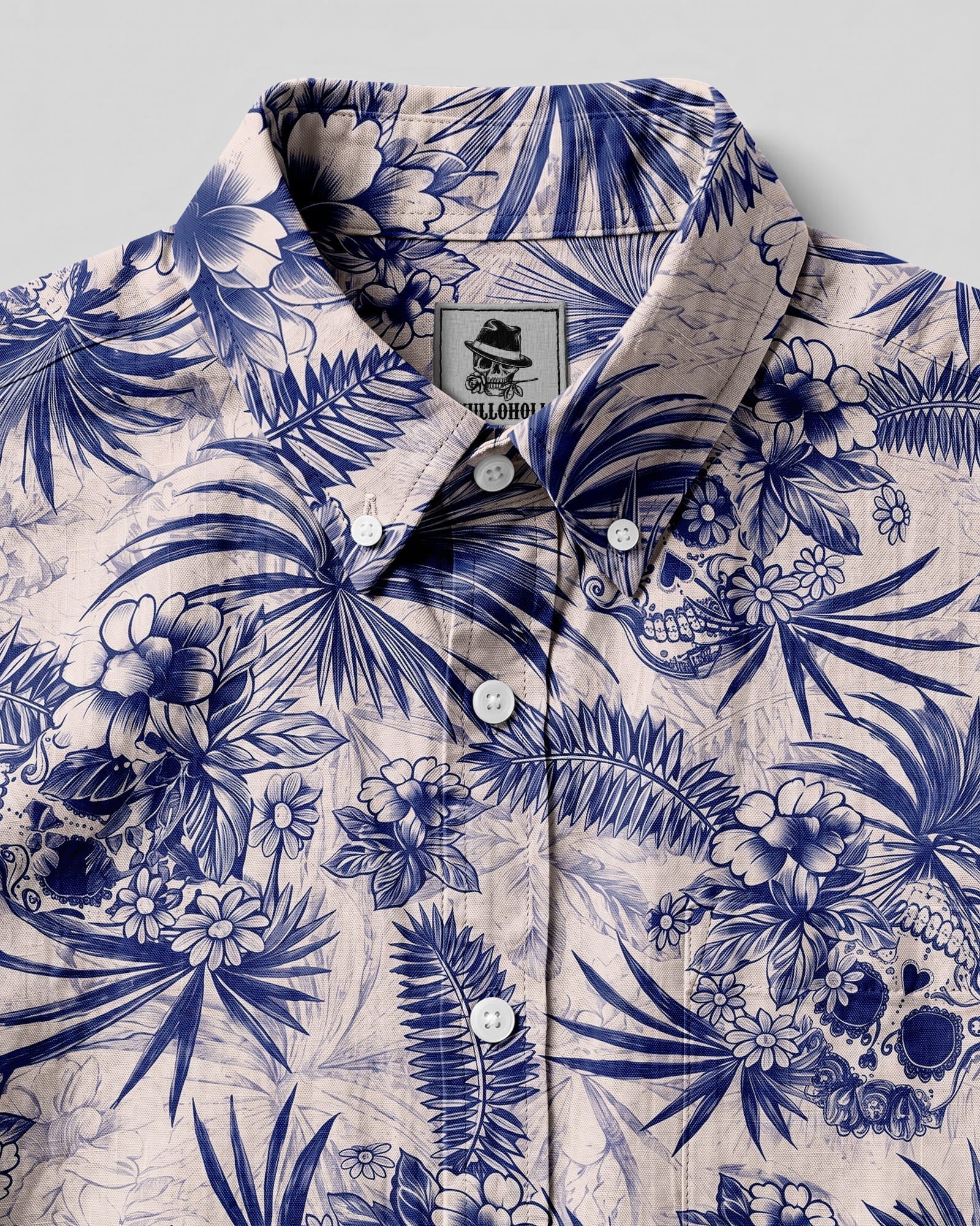 TROPICAL SUGAR SKULL BUTTON-DOWN COLLAR SHIRT  - TLNO3006261