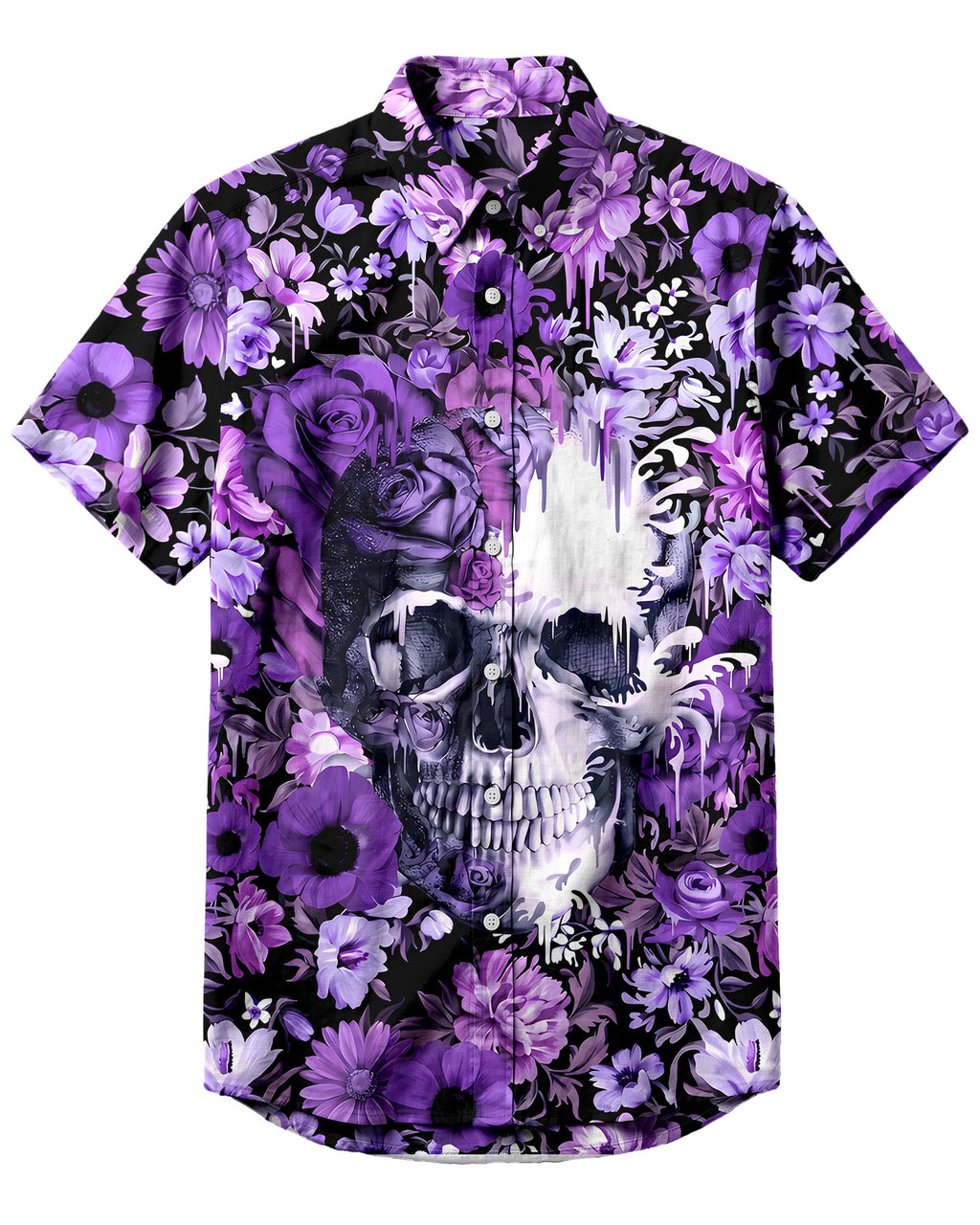 PURPLE BLOSSOM SKULL COLLAR SHIRT - TYPQ0806262