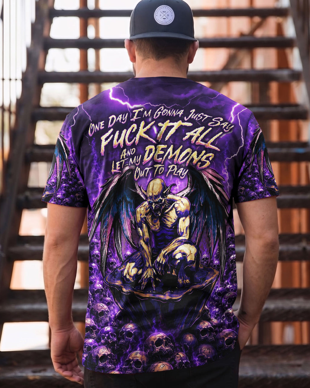 ONE DAY I'M GONNA JUST SAY DEMON SKULL WINGS ALL OVER PRINT - TLNO2005261