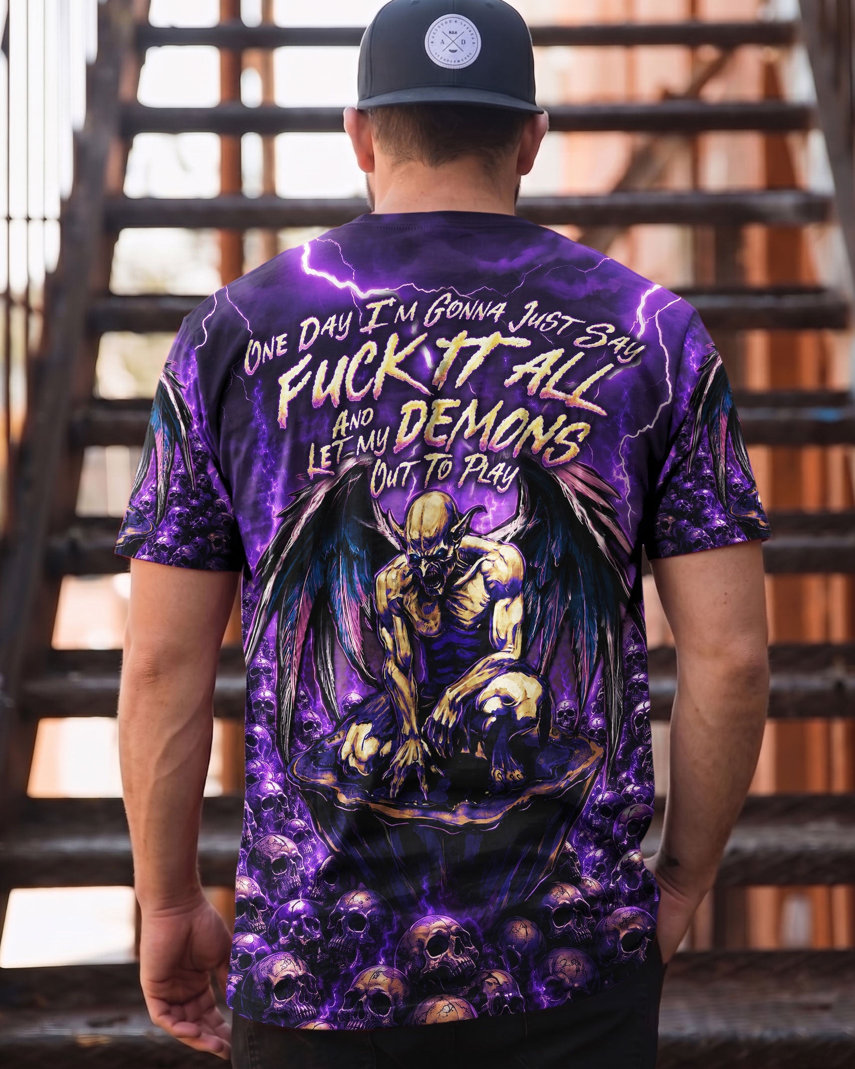 ONE DAY I'M GONNA JUST SAY DEMON SKULL WINGS ALL OVER PRINT - TLNO2005261