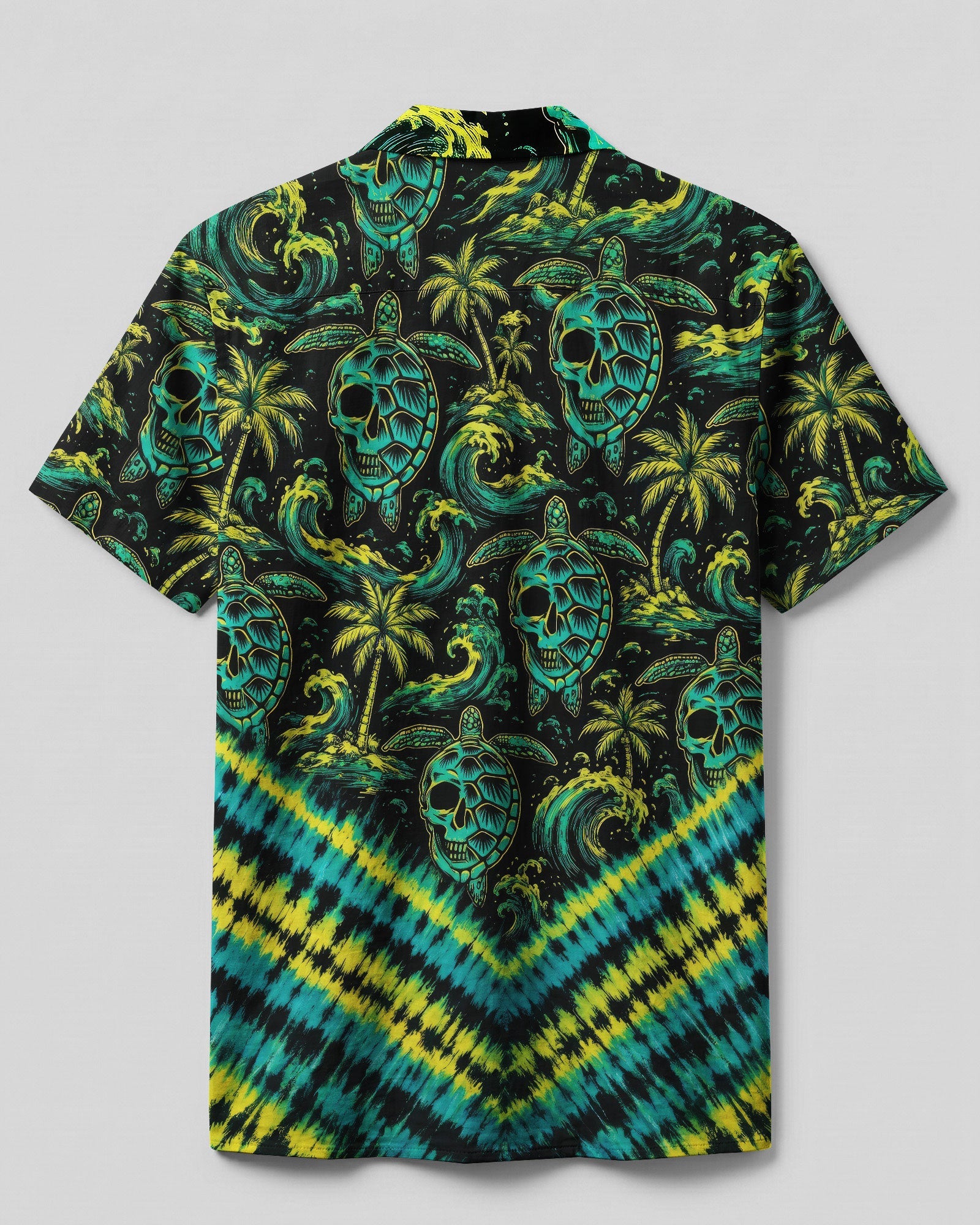 SKULL TURTLE OCEAN WAVES V PATTERN CAMP SHIRT  - TLNO0107261