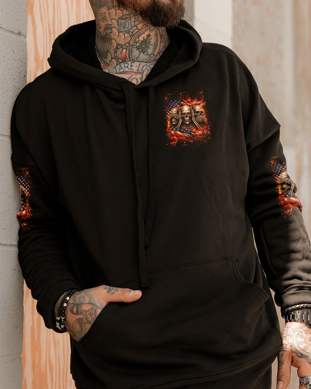 STUCK BETWEEN IDK IDC AND IDGAF SKULL ALL OVER PRINT - YHLN2302261