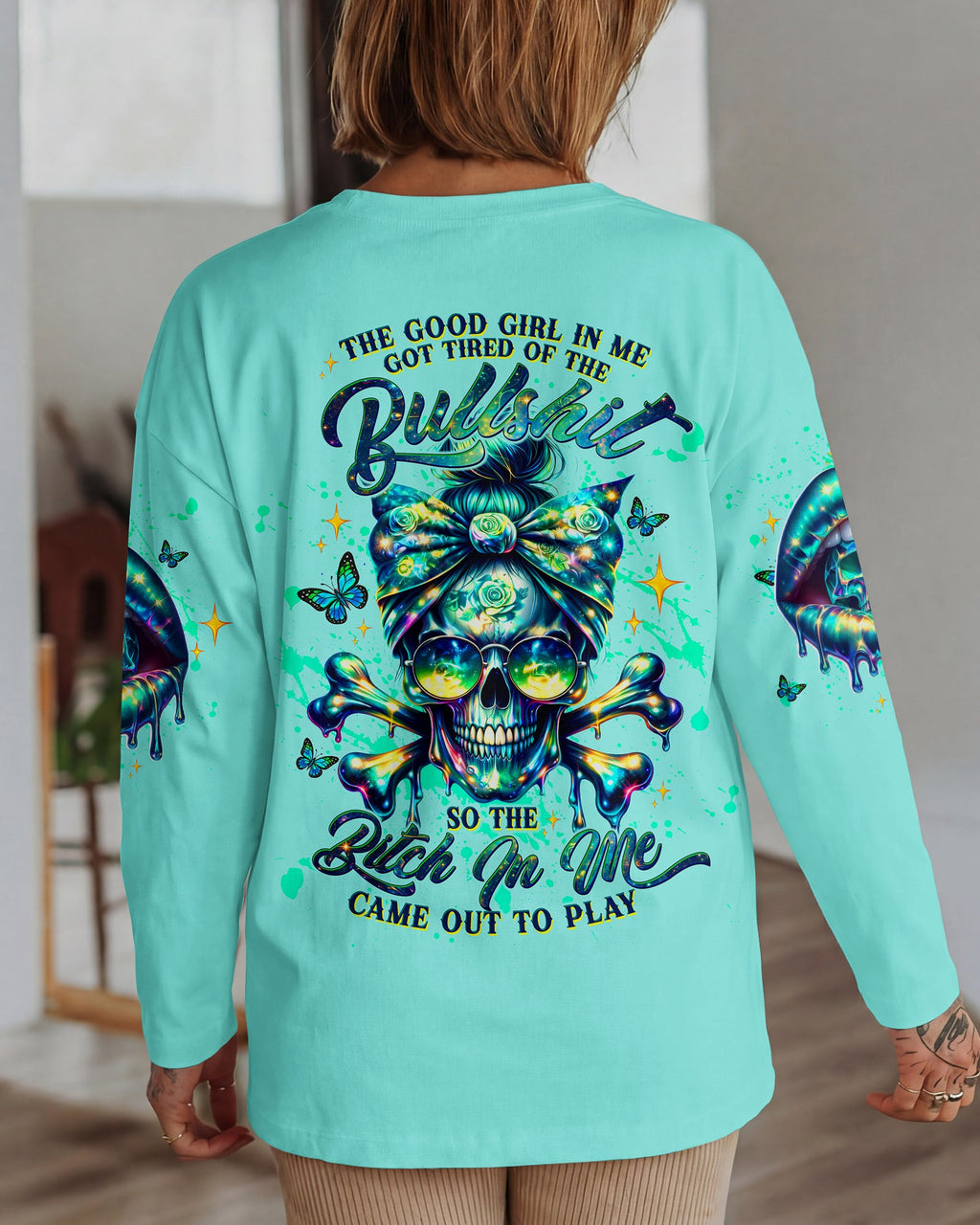 THE GOOD GIRL IN ME MESSY BUN SKULL  ALL OVER PRINT -  TLTW0303263
