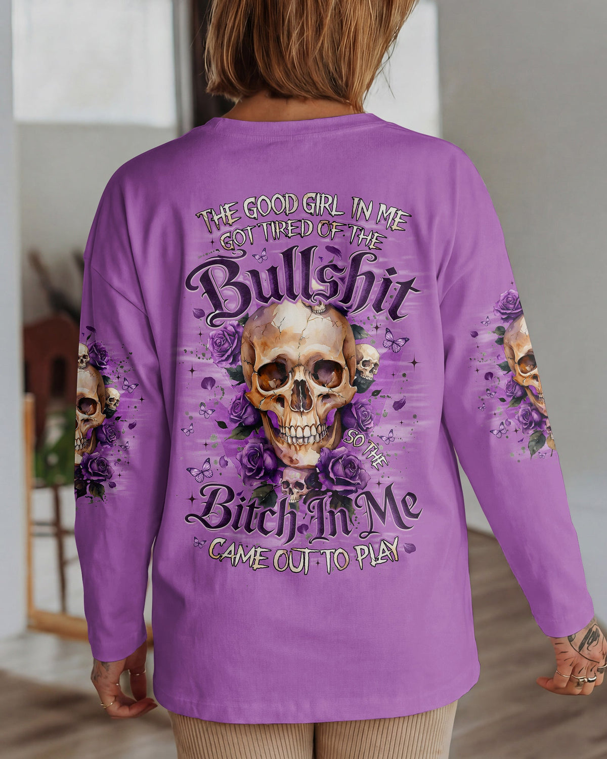 THE GOOD GIRL IN ME SKULL ROSES ALL OVER PRINT - TYQY0804261