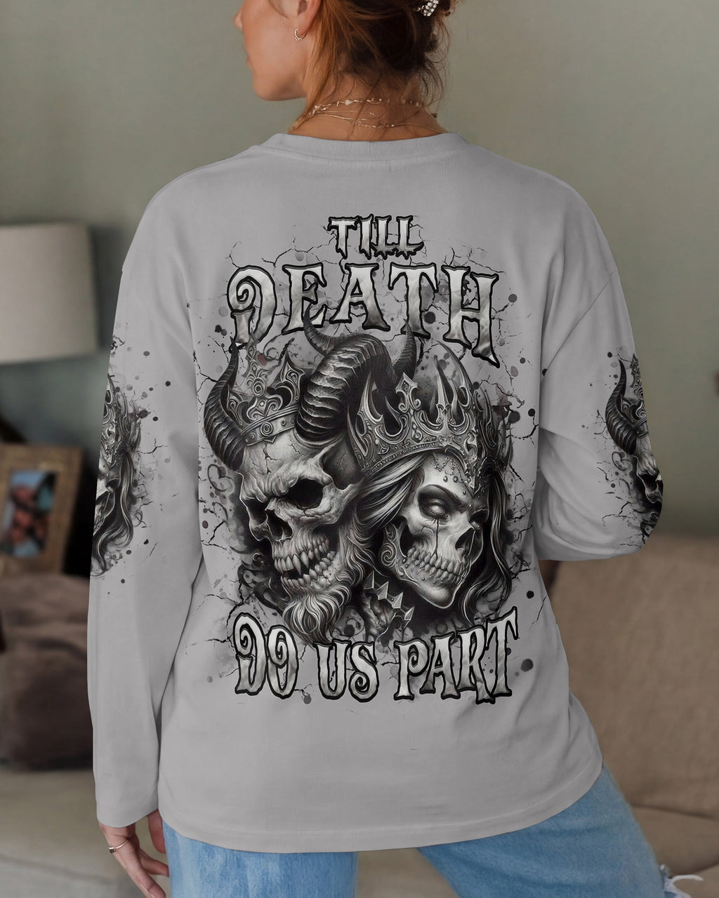 TILL DEATH DO US PART COUPLE SKULL ALL OVER PRINT - TLHN0403261