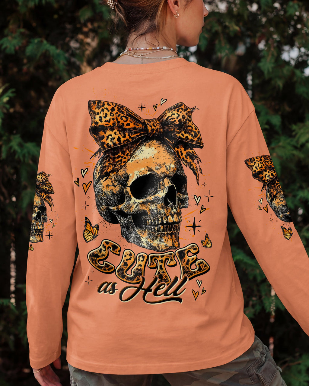 CUTE AS HELL MESSY BUN LEOPARD SKULL ALL OVER PRINT - TLTW3103262