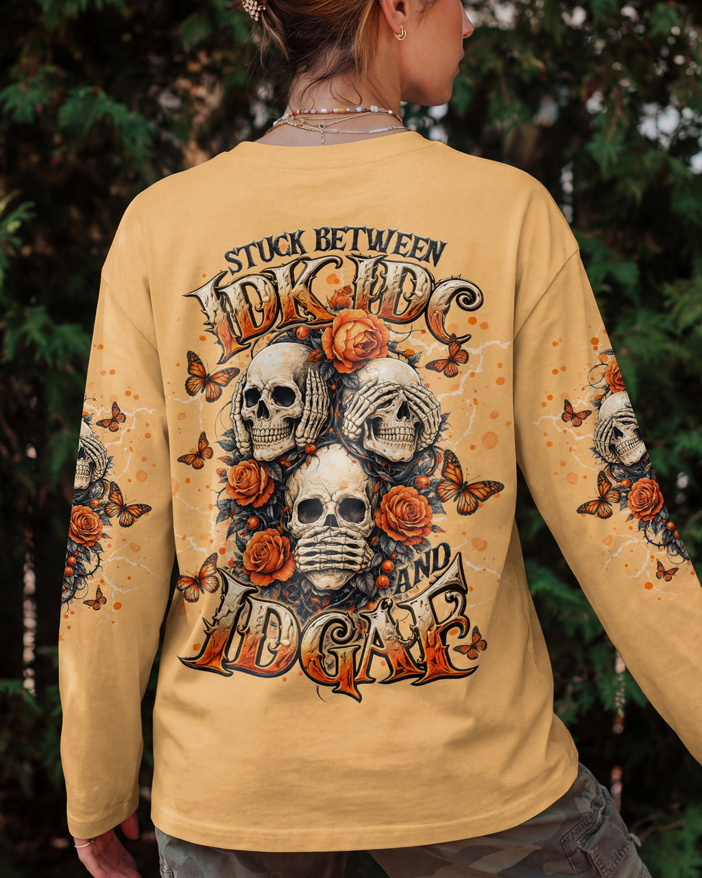 STUCK BETWEEN IDK IDC AND IDGAF SKULL ALL OVER PRINT   - TLNT3103262