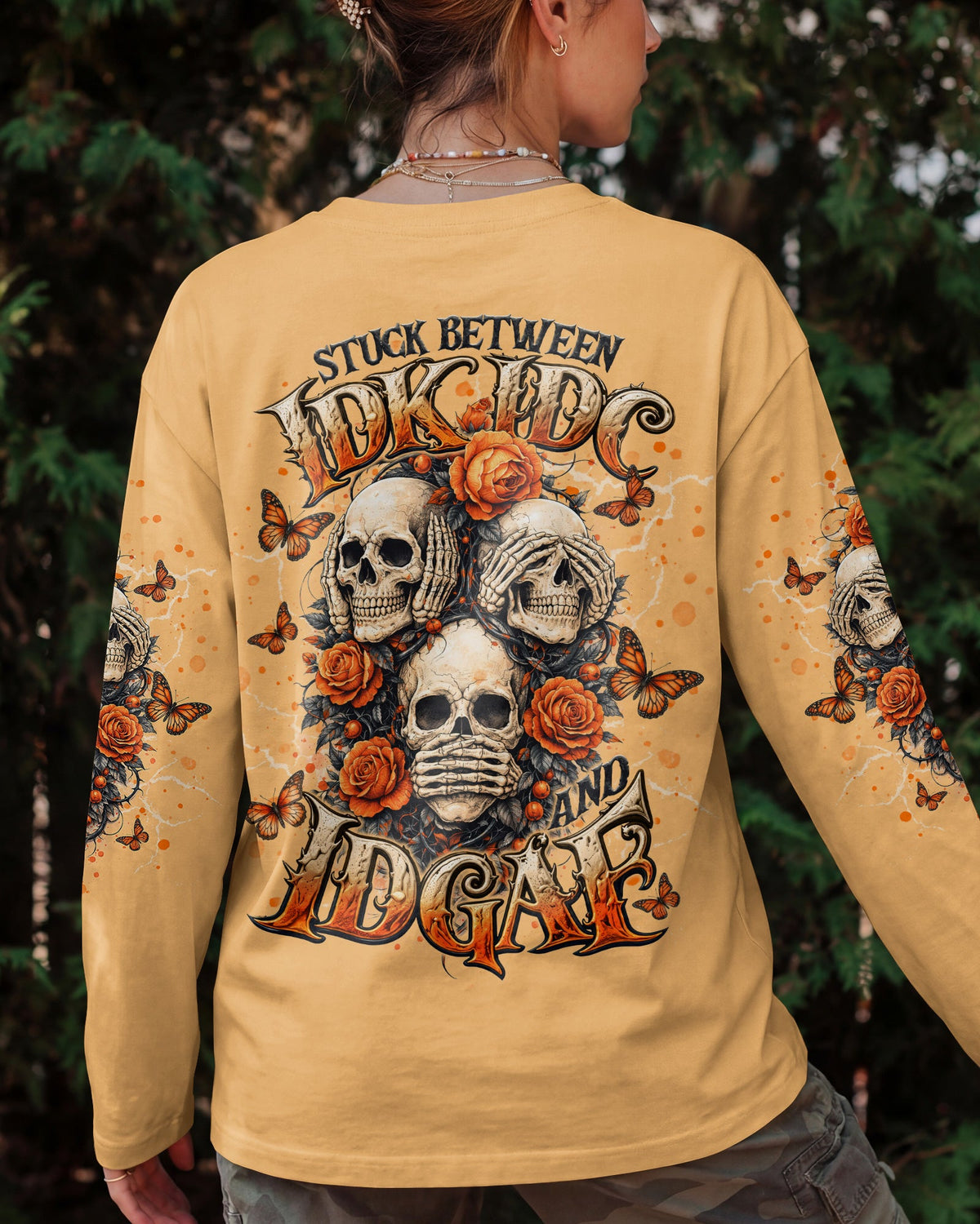 STUCK BETWEEN IDK IDC AND IDGAF SKULL ALL OVER PRINT   - TLNT3103262