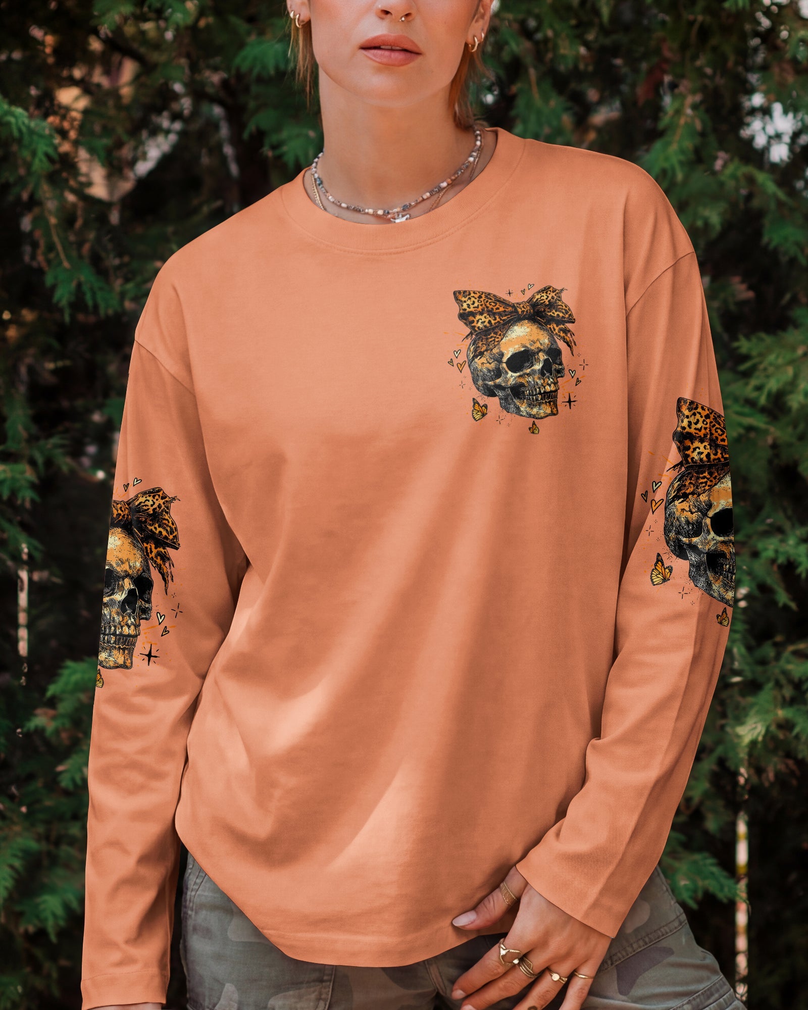 CUTE AS HELL MESSY BUN LEOPARD SKULL ALL OVER PRINT - TLTW3103262