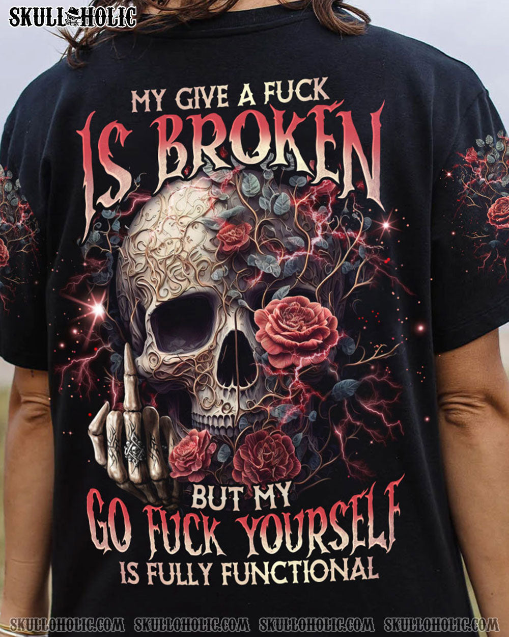 MY GIVE A F ROSE SKULL ALL OVER PRINT - TLNO1703233