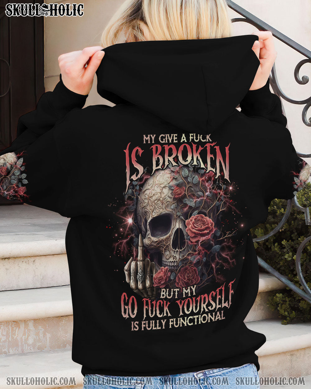 MY GIVE A F ROSE SKULL ALL OVER PRINT - TLNO1703233