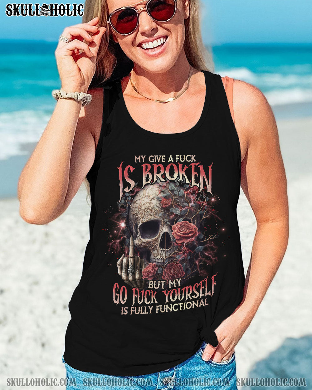 MY GIVE A F ROSE SKULL ALL OVER PRINT - TLNO1703233
