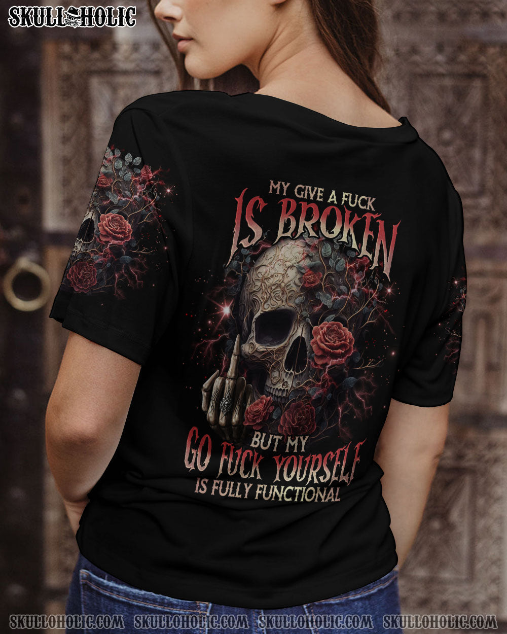 MY GIVE A F ROSE SKULL ALL OVER PRINT - TLNO1703233