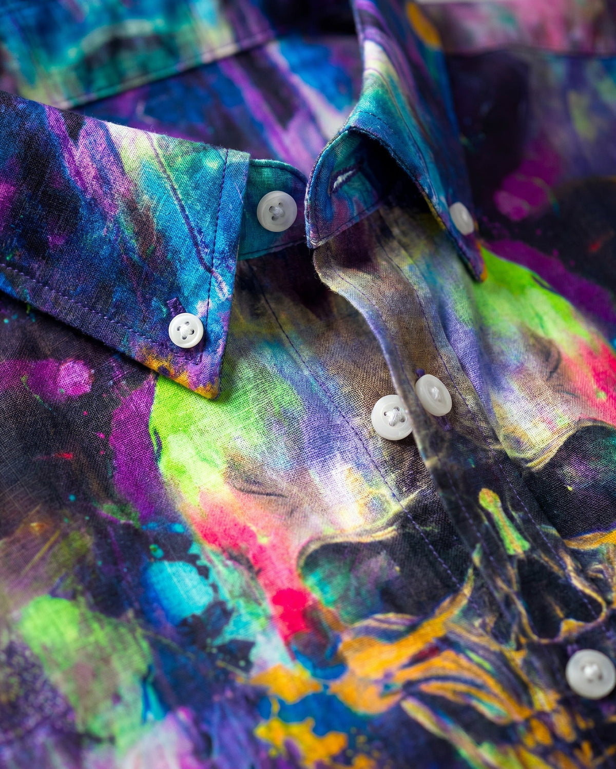 COSMIC FRACTAL SKULL COLLAR SHIRT - RI0106266
