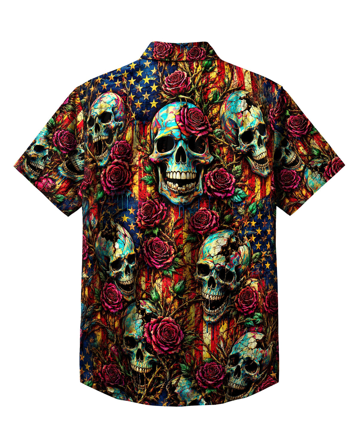 BROKEN SKULL ROSE VINTAGE STARS & STRIPES COLLAR SHIRT  - TLNT0306263