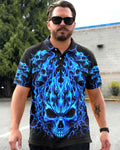 NEON FLAMES SKULL POLO SHIRT - TLNT1006261
