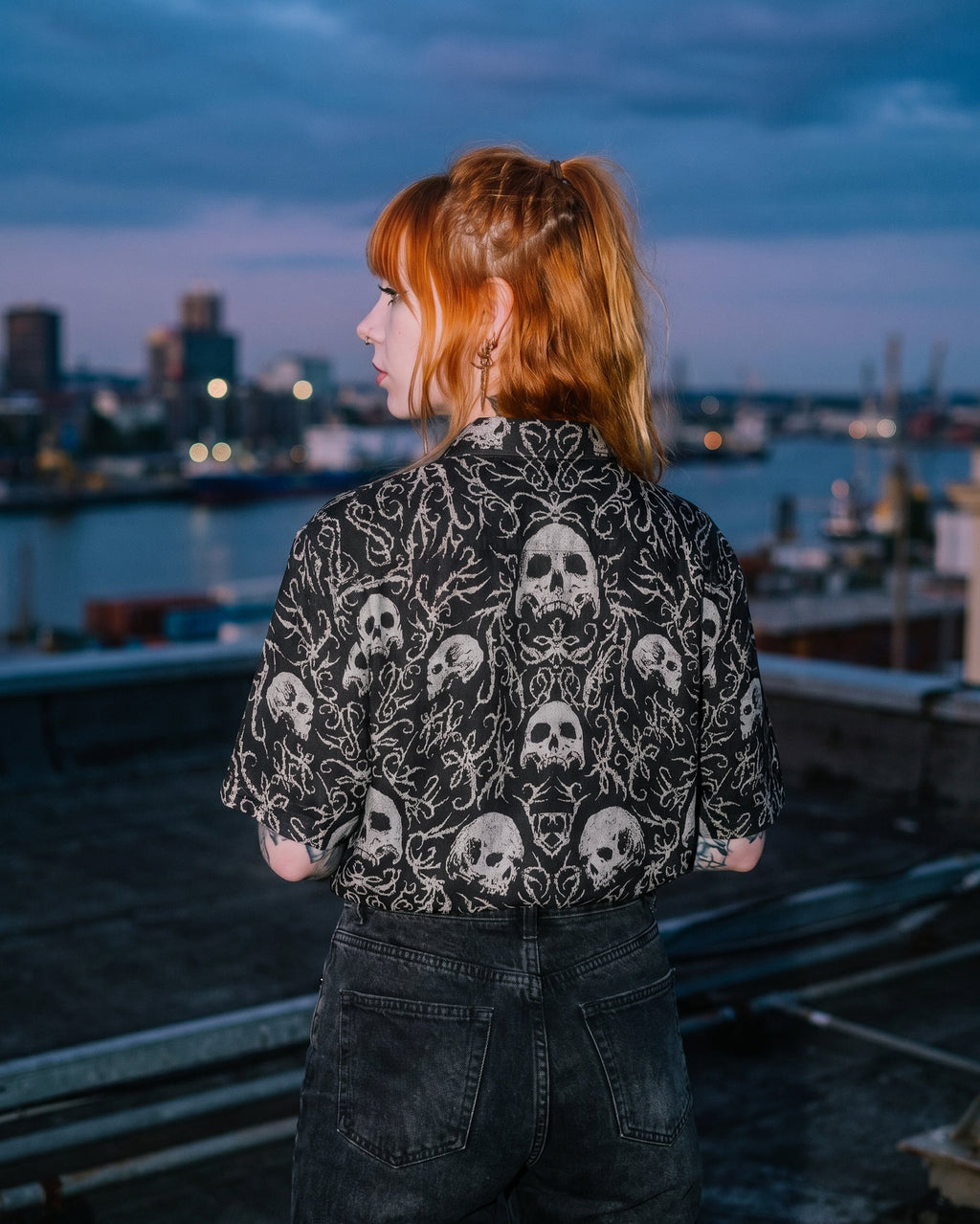 GOTHIC DAMASK SKULL COLLAR SHIRT - RI0106265