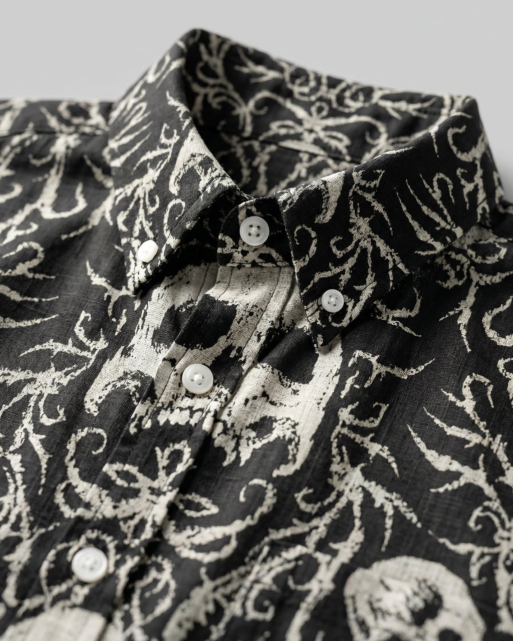 GOTHIC DAMASK SKULL COLLAR SHIRT - RI0106265