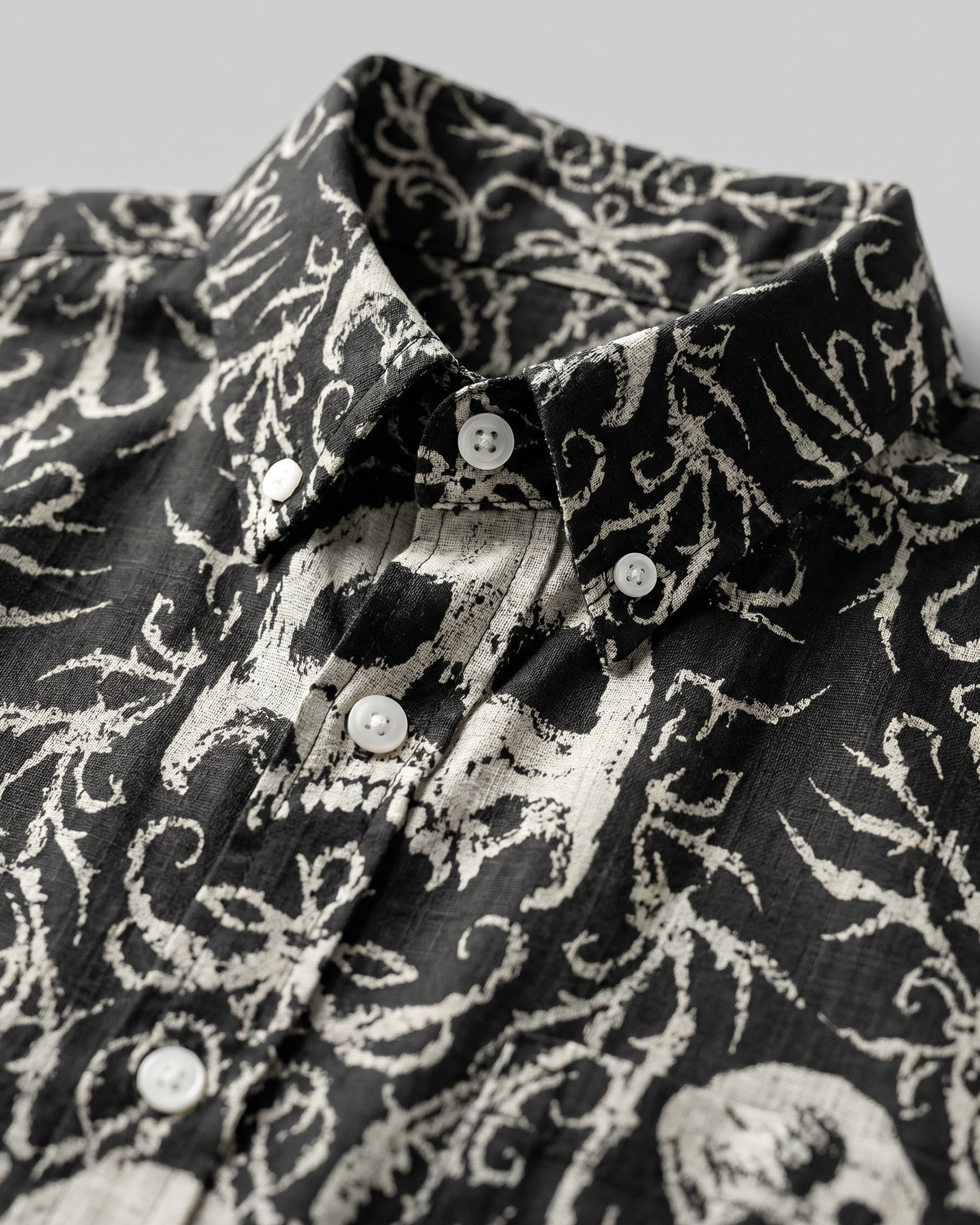 GOTHIC DAMASK SKULL COLLAR SHIRT - RI0106265