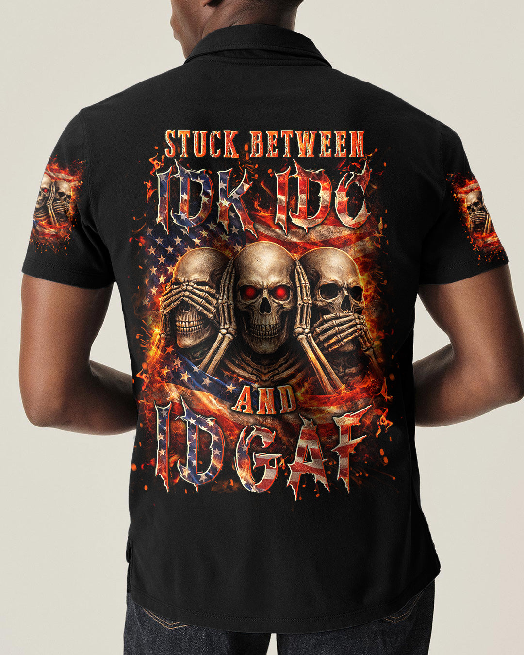 STUCK BETWEEN IDK IDC AND IDGAF SKULL ALL OVER PRINT - YHLN2302261