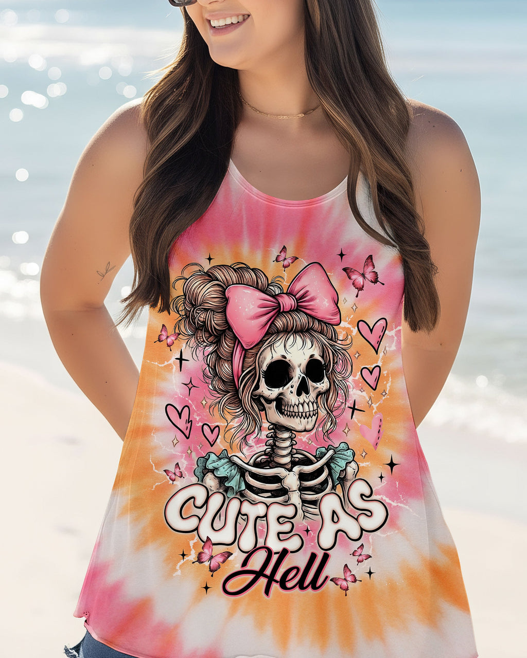 CUTE AS HELL MESSY BUN SKULL ALL OVER PRINT - TLNT1401262
